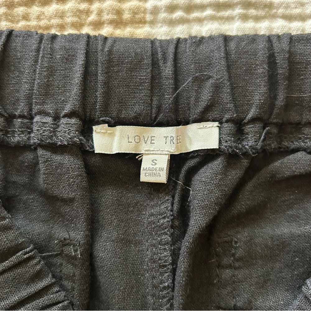 Love Tree Black Linen‎ Drawstring Jogger Pants, Size Small - Picture 6 of 9